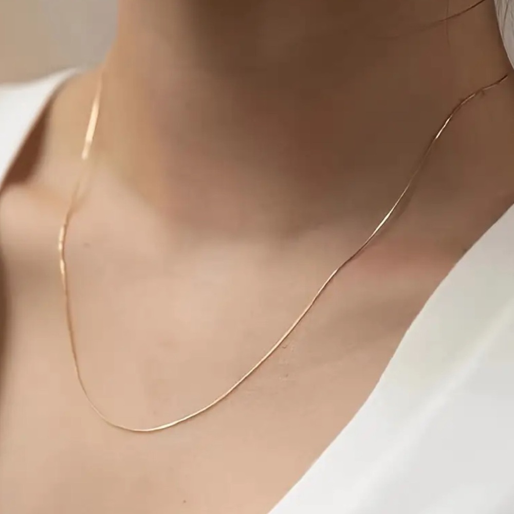 Snake Bone Chain Necklace for Women - 18K Gold Plated